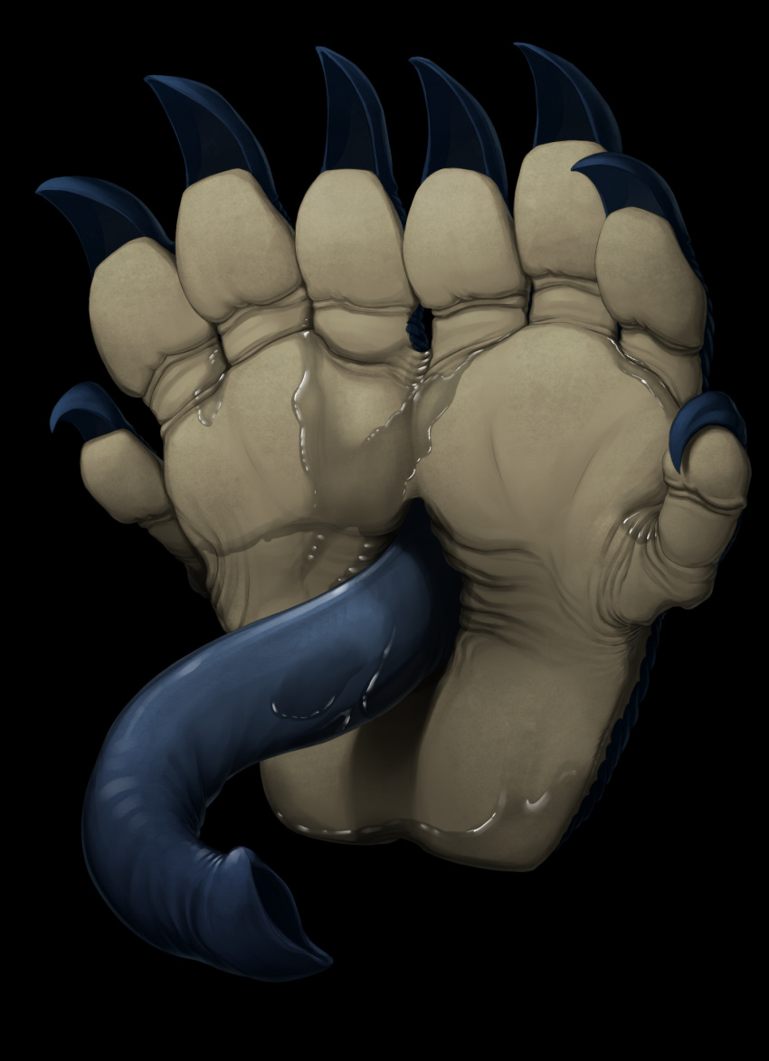 alien alien_(franchise) ambiguous_gender barefoot claws facehugger feet foot_fetish foot_focus hi_res humanoid_feet kredri paws plantigrade simple_background slime soles solo toe_claws toes tongue