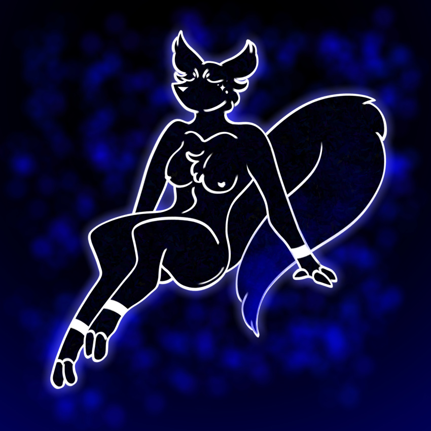 absurd_res black_body breasts butt chest_tuft ear_tuft female feral hi_res kayw2324 nightcat_(rain_world) nipples nude outline rain_world simple_background sitting slugcat_(rain_world) solo tuft white_outline