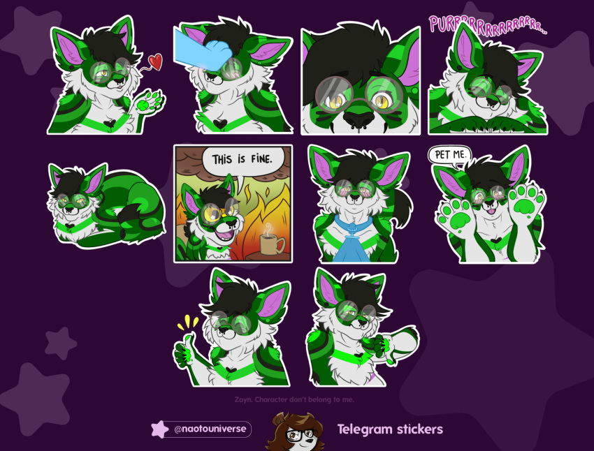 anthro collar gesture hi_res humanoid hybrid male naoto solo sticker sticker_pack stickers telegram telegram_sticker thumbs_down thumbs_up