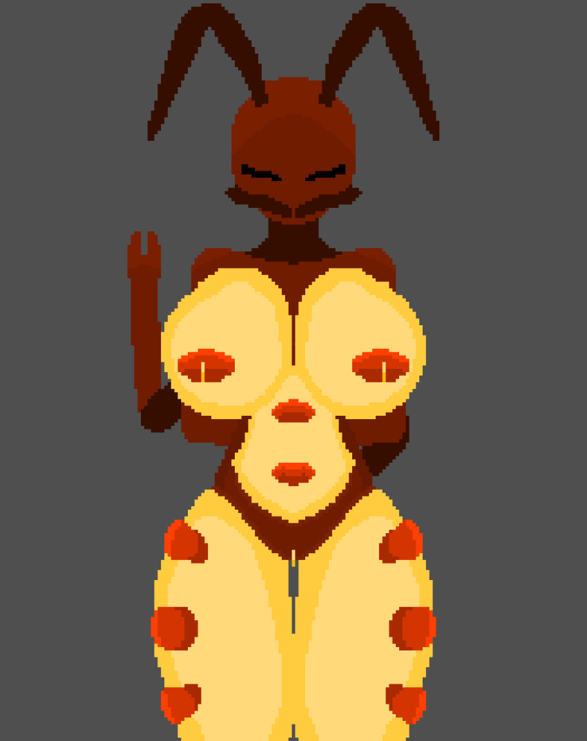 4_arms animal_humanoid animated ant antennae_(anatomy) anthro arthropod arthropod_humanoid big_breasts bodily_fluids bouncing bouncing_breasts breasts digital_media_(artwork) eyes_closed female food front_view genital_fluids genitals hands_behind_back hi_res honey_(food) honeypot_ant humanoid hymenopteran hymenopteran_humanoid insect insect_humanoid lactating leaking mandibles multi_arm multi_limb multicolored_body pixel_(artwork) pixel_animation pussy pussy_juice raised_hand solo thick_thighs translucent translucent_belly translucent_breasts two_tone_body unusual_bodily_fluids unusual_lactation