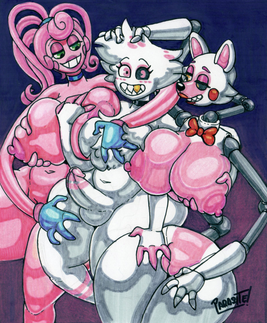 2023 4_fingers angel_dust animate_inanimate animatronic anthro arachnid areola arthropod artist_name balls big_areola big_breasts bow_tie breast_fondling breast_grab breast_play breast_squish breasts canid canine choker curvy_figure demon erection eyelashes female fingers five_nights_at_freddy's five_nights_at_freddy's_2 fluffy_chest fondling fox fur genitals girly gold_(metal) gold_tooth graphite_(artwork) green_eyes group hair hand_on_breast hazbin_hotel hi_res huge_areola huge_breasts huge_thighs humanoid jewelry leg_grab living_toy long_hair machine male male/female mammal mangle_(fnaf) marker_(artwork) mature_female mature_humanoid mommy_long_legs multicolored_body multicolored_skin necklace nipples nude parasitedeath pencil_(artwork) penis pink_body pink_eyes pink_hair pink_skin plump_labia poppy_playtime pussy robot scottgames sharp_teeth signature simple_background smile snout spider squish teeth thick_thighs thigh_grab traditional_media_(artwork) trio two_tone_body two_tone_skin voluptuous white_body white_fur white_skin wide_hips