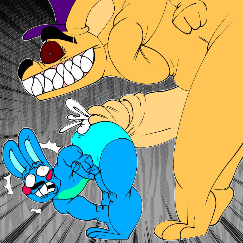 adultpartypunch animate_inanimate anthro big_penis bodily_fluids duo ejaculation five_nights_at_freddy's five_nights_at_freddy's_2 genital_fluids genitals girly golden_freddy_(fnaf) hi_res horror_(theme) huge_penis hyper hyper_genitalia hyper_penis imminent_death imminent_rape imminent_sex larger_male living_plushie male male/male penis plushie pre_leaking precum pussy_ejaculation pussy_juice scottgames size_difference teddy_bear toy_bonnie_(fnaf)