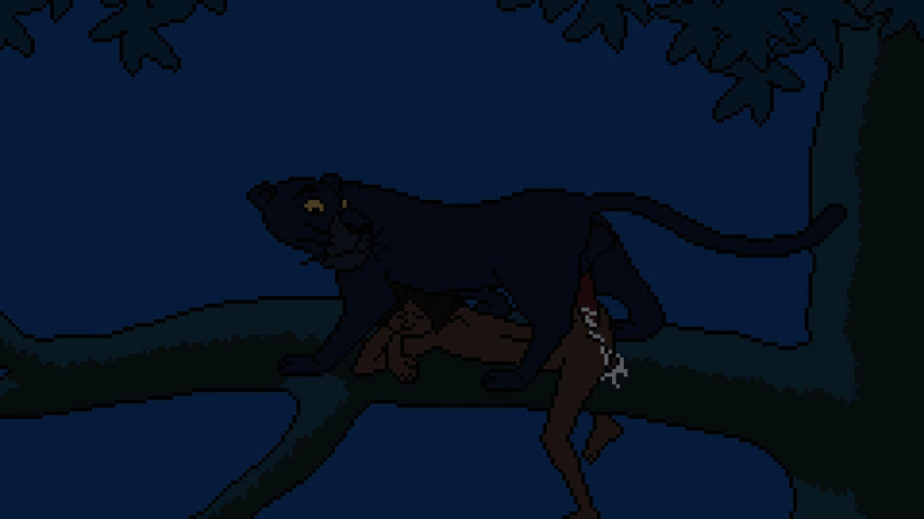 adult_on_young animated bagheera_(jungle_book) bestiality black_body black_fur bodily_fluids cum digital_media_(artwork) duo felid feral forced fur genital_fluids human male male/male mammal mowgli_(character) night orgasm pantherine pent_up pixel_(artwork) pixel_animation rape sleeping uraniumlovetea yellow_eyes