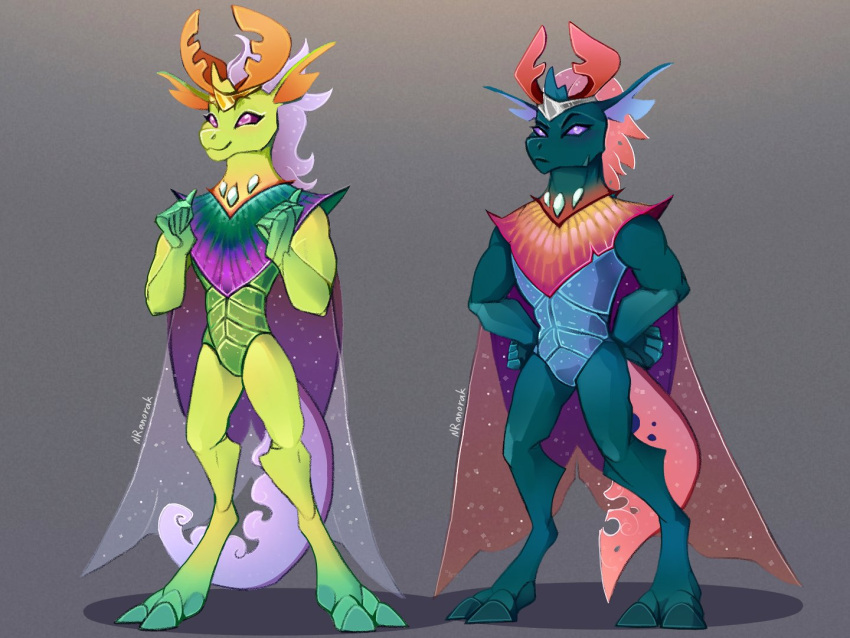 anoraknr anthro anthrofied arthropod carapace changeling featureless_crotch friendship_is_magic hasbro horn insect_wings my_little_pony pharynx_(mlp) purple_eyes reformed_changeling thorax_(mlp) wings