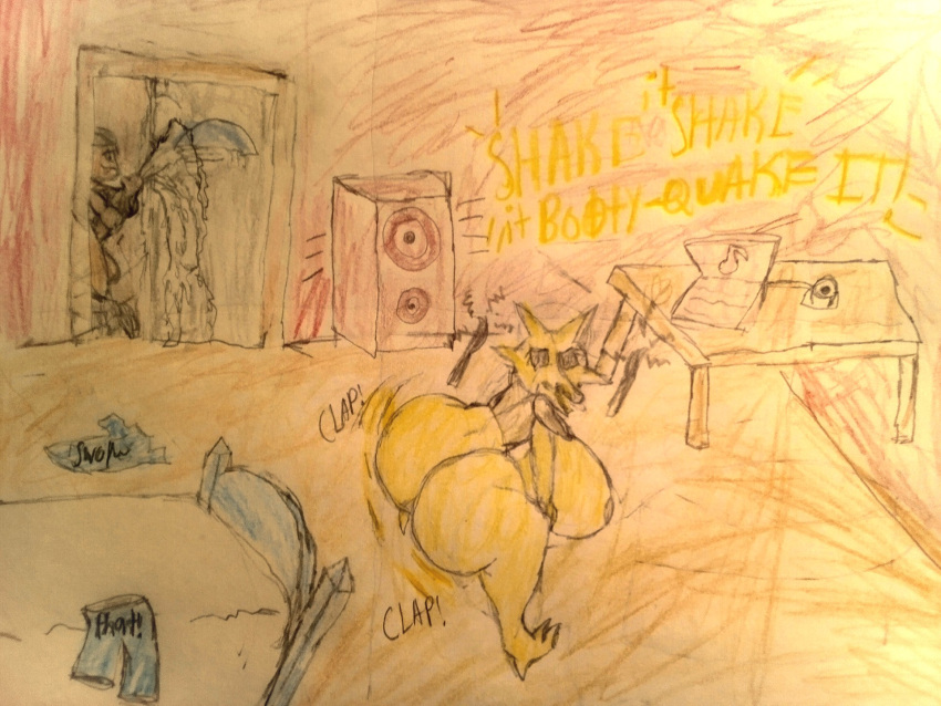 alakazam anthro armor ass_clapping balls bandanna bed big_balls big_breasts big_butt big_penis bimbo_anthro bodily_fluids body_armor bottomwear bottomwear_down breasts butt clothed clothing colored colored_sketch computer cum cum_on_door cumshot discarded_clothing duo eager ejaculation excessive_cum excessive_genital_fluids fan_character female frequency furniture generation_1_pokemon genital_fluids genitals grin hentaifly hi_res high_tech hotpants huge_breasts huge_butt ian_(hentaifly) inside interspecies inverted_nipples jiggling_butt kerchief laptop light_body light_skin lyrics male male/female markings masturbation music music_player musical_note musical_note_(marking) nintendo nipples pants pants_down partially_clothed penis pokemon pokemon_(species) pokemon_ranger pokephilia recording rough_sketch sami_(hentifly) short_stack shorts sketch sliding_door smile stereo superpowers telekinesis tight_clothing tongue tongue_out traditional_media_(artwork) twerking voyeur window yellow_body