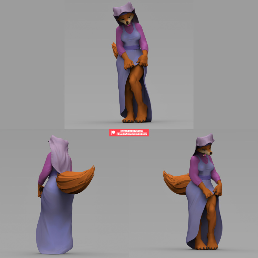 absurd_res anthro bambookat canid canine claws clothing disney female fox fox_tail hi_res maid_marian mammal medieval medieval_clothing robe robin_hood_(disney) solo standing