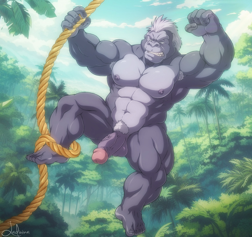 abs anthro ape armpit_hair balls biceps body_hair funeral-paws genitals gorilla haplorhine hi_res male mammal muscular muscular_anthro muscular_male nipples pecs penis primate pubes solo vein veiny_penis