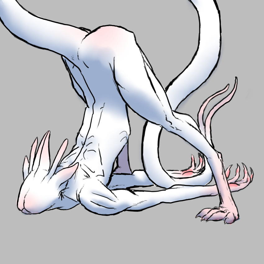 absurd_res ambiguous_gender antennae_(anatomy) anthro ass_up butt clawed_fingers claws fingerpads forked_tail hi_res ishmael_(core34) monster pawpads raised_tail solo tail thecore34 toe_claws unusual_anatomy unusual_tail white_body white_skin