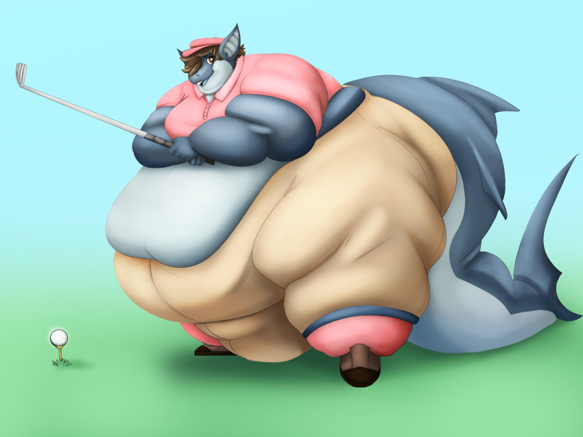 absurd_res fat_fur fish golf hi_res marine morbidly_obese obese overweight shark