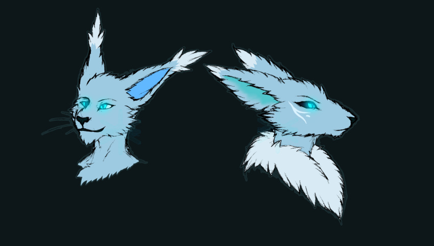 alternate_color ambiguous_gender anthro bandai_namco black_lips black_nose black_sclera blue_body blue_fur blue_inner_ear cheek_markings digimon digimon_(species) duo ear_tuft facial_markings female_(lore) frostwyrm102 fur gatomon glowing glowing_eyes head_markings hi_res lips markings neck_tuft renamon simple_background tuft whiskers white_body white_fur white_markings