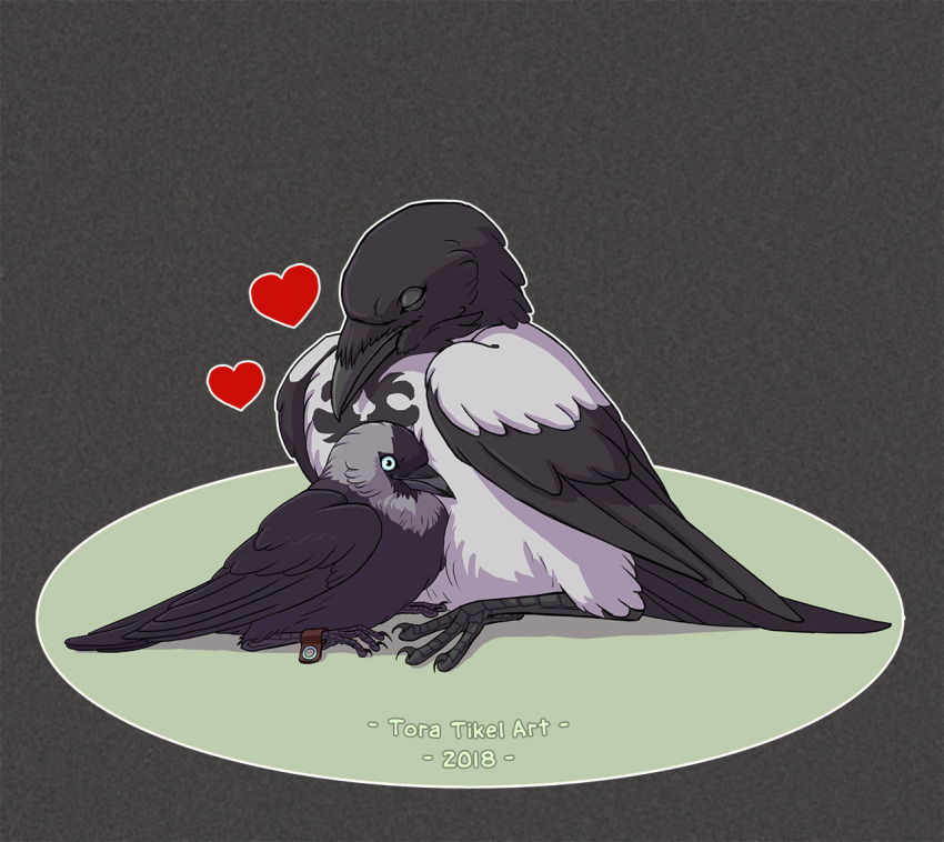 &lt;3 2018 4_toes ambiguous/ambiguous ambiguous_gender anisodactyl artist_name avian avian_feet beak bipedal_feral bird black_body black_feathers blue_eyes claws colored corvid corvus_(genus) crow digital_media_(artwork) digitigrade duo eyes_closed feathered_wings feathers feet female_(lore) feral goth_(tora_tikel) grey_body grey_feathers hooded_crow jackdaw korn_(tora_tikel) larger_ambiguous looking_at_viewer male_(lore) multicolored_body multicolored_feathers nude oscine passerine romantic romantic_couple scuted_feet scuted_legs scutes shaded simple_background size_difference sleeping smaller_ambiguous tail tail_feathers talons toe_claws toes tora_tikel two_tone_body two_tone_feathers western_jackdaw wings