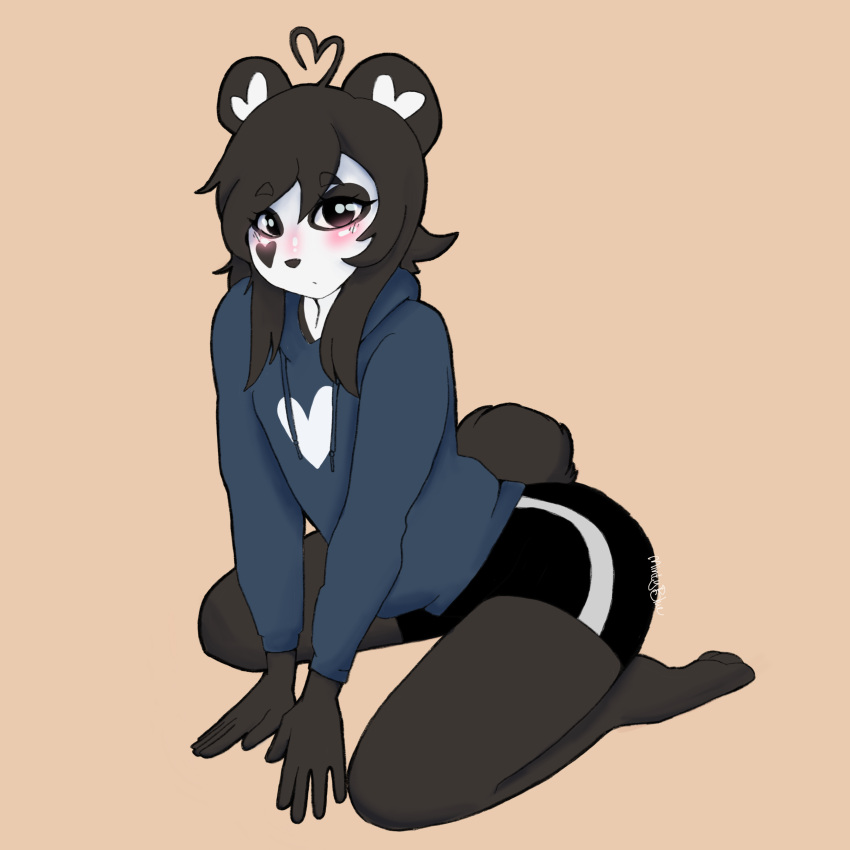 absurd_res anthro bear biped blush clothed clothing digital_drawing_(artwork) digital_media_(artwork) female fur giant_panda hair hi_res ken_ashcorp kenny_(kenashcorp) looking_at_viewer mammal mintyblue portrait shaded signature simple_background solo solo_focus tail three-quarter_portrait white_body white_fur