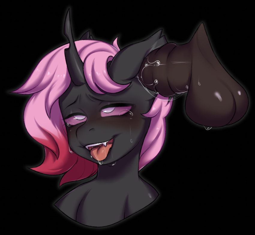 ahegao ambiguous_gender animal_genitalia animal_penis arthropod balls black_background black_body black_fur bodily_fluids changeling cute_fangs digital_media_(artwork) disembodied_penis ear_penetration ear_tuft equine_genitalia equine_penis fan_character fangs feral friendship_is_magic fur genital_fluids genitals ggashhhissh hair half-closed_eyes hasbro hi_res horn looking_pleasured male male/ambiguous mindfuck my_little_pony narrowed_eyes open_mouth open_smile penetration penis pink_eyes pink_hair pink_sclera precum saliva simple_background smile tears teeth tongue tongue_out tuft