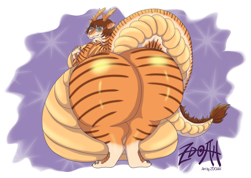 absurd_res anthro belly big_belly big_butt breasts butt clothing dragon female gain hi_res hyper legwear moobs overweight slightly_chubby solo tights vore weights wings zdoah