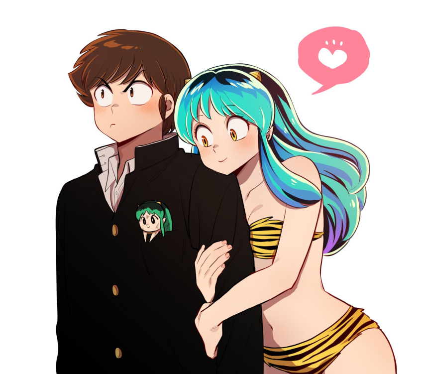 1boy 1girl heart highres lum moroboshi_ataru nai0524 non-web_source urusei_yatsura