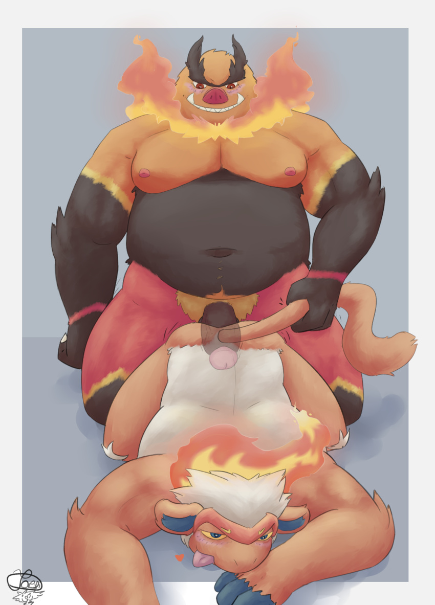 &lt;3 all_fours belly big_belly chubby_anthro chubby_male duo emboar generation_4_pokemon generation_5_pokemon genitals hi_res holding_tail infernape looking_pleasured male male/male male_penetrated male_penetrating male_penetrating_male nintendo ordinarysstar penetration penis pokemon pokemon_(species) sex slightly_chubby tail xray_view