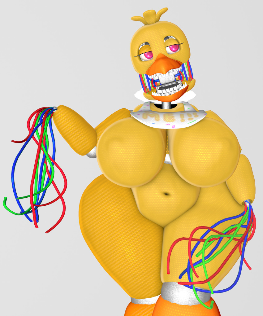 3d_(artwork) 5:6 animatronic anthro avian beak bib_only big_breasts big_butt bird breasts butt chicken digital_media_(artwork) female five_nights_at_freddy's five_nights_at_freddy's_2 galliform gallus_(genus) hi_res huge_breasts huge_butt looking_up machine magazine phasianid robot scottgames smokedsoul35 solo solo_in_panel standing thick_thighs wire withered_chica_(fnaf)