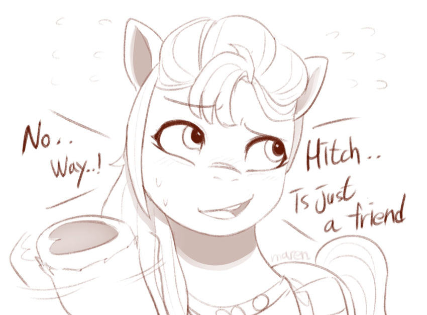 &lt;3 badge bag dialogue earth_pony english_text equid equine female hasbro heart_hooves hi_res hooves horse looking_away looking_up mammal marenlicious mlp_g5 monochrome my_little_pony open_mouth open_smile pony smile sunny_starscout_(mlp) text