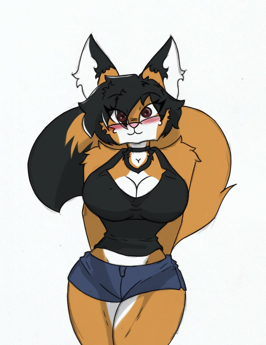 anthro big_breasts blush breasts canid canine fan_character female fox hi_res mammal maxine_boulevard pace-maker small_waist solo thick_thighs wide_hips