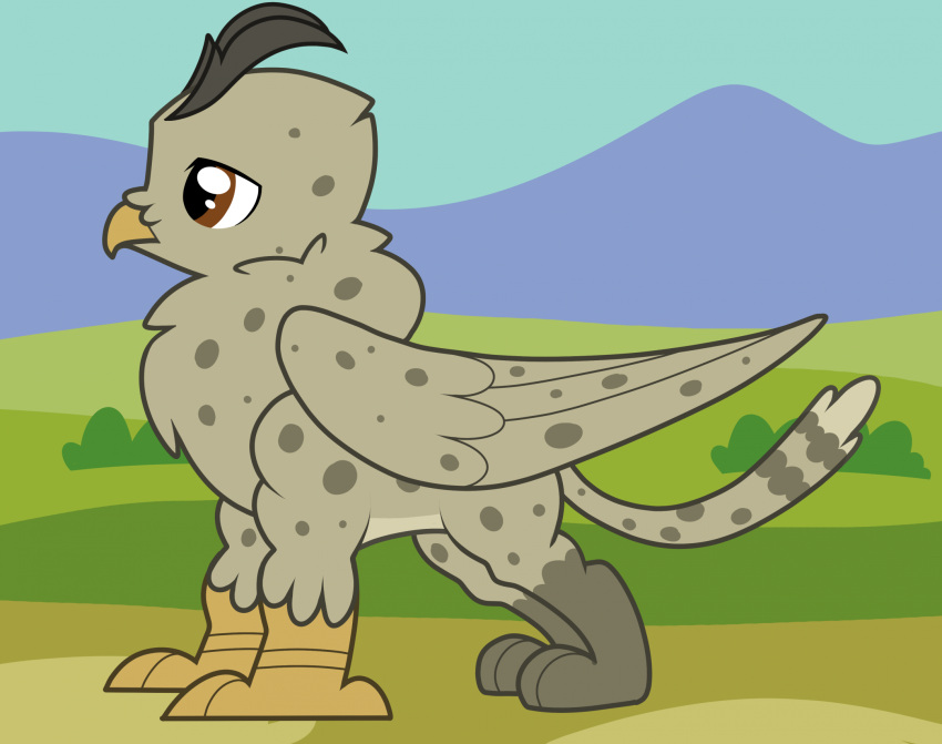 ambiguous_gender avian brown_eyes fan_character feathered_wings feathers gryphon hasbro hi_res male_(lore) my_little_pony mythological_avian mythology paws solo spotty_the_cheetah talons wings