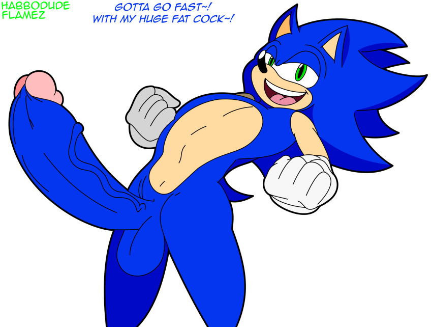 anthro balls big_penis dialogue genitals habbodude hi_res huge_penis hyper hyper_genitalia hyper_penis looking_at_viewer male penis sega solo sonic_the_hedgehog sonic_the_hedgehog_(series) vein veiny_penis