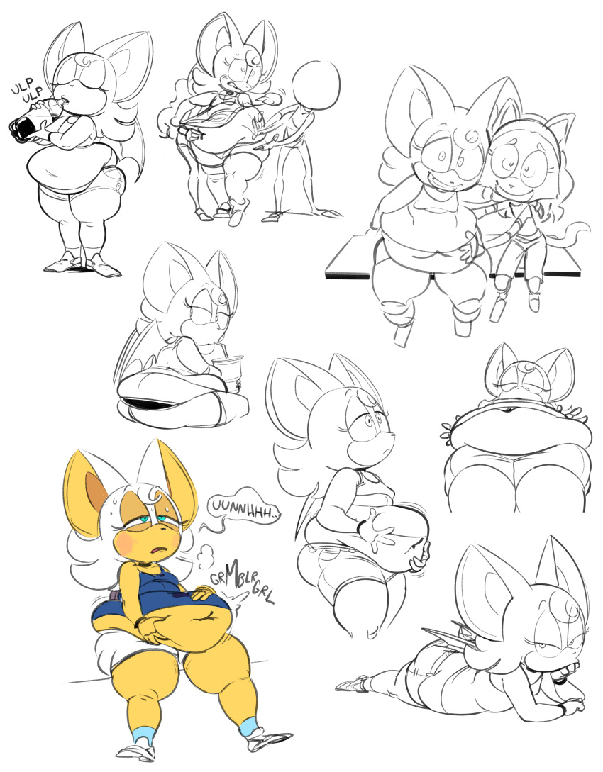 absurd_res anthro bat child female hi_res huge_belly mammal overweight rouge_the_bat sega sonic_the_hedgehog_(series) thick_thighs ultrahand young