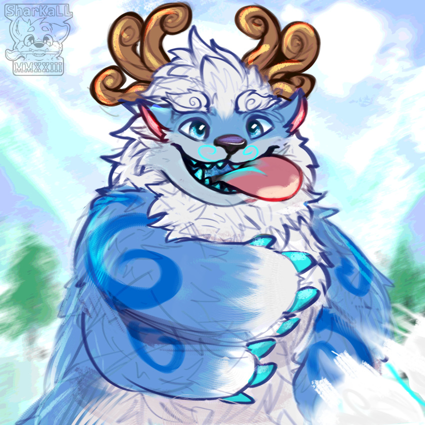 1:1 absurd_res big_guy blue_body blue_fur embrace fluffy fur hi_res hug invalid_tag willump yeti