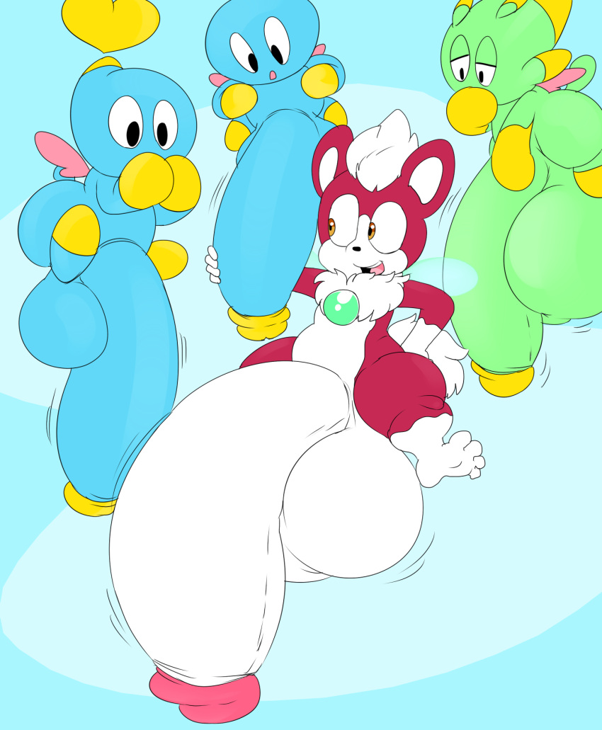 &lt;3 anthro balls big_balls big_butt big_penis black_eyes blue_body butt chao_(sonic) chip_(sonic) denizen1414 flat_colors genitals gloves_(marking) green_body group hair half-closed_eyes hand_on_penis hi_res huge_balls huge_penis hyper hyper_balls hyper_genitalia hyper_penis leg_markings male male/male mammal markings multicolored_body narrowed_eyes neck_tuft nude orange_eyes penis sega socks_(marking) sonic_the_hedgehog_(series) sonic_unleashed tuft two_tone_body white_hair