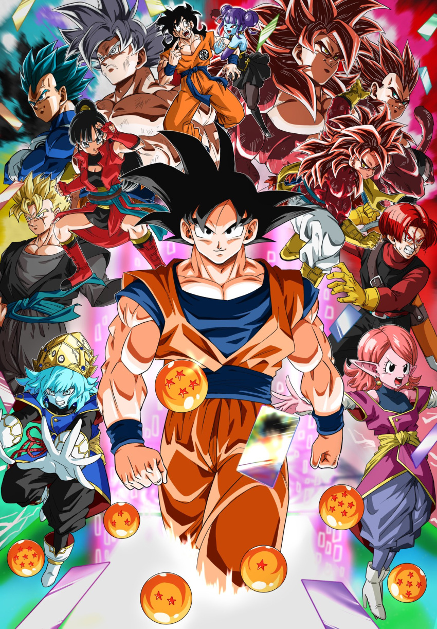 aeos_(dragon_ball) aura beat_(dragon_ball) biceps black_hair blonde_hair blue_eyes blue_sash blue_skin body_fur boots chronoa colored_skin cross_scar double_bun dougi dragon_ball dragon_ball_(object) dragon_ball_heroes earrings gloves hair_bun highres jewelry long_hair looking_at_viewer monkey_boy monkey_tail multiple_boys multiple_girls muscular muscular_male note_(dragon_ball) open_mouth pants potara_earrings red_fur saiyan sash scar scar_on_cheek scar_on_face smile son_gohan son_gohan_(future) son_goku son_goku_(xeno) spiked_hair standing stynl_f super_full_power_saiyan_4_limit_breaker super_saiyan super_saiyan_1 super_saiyan_4 super_saiyan_blue super_saiyan_blue_evolved tail teeth time_patrol_(dragon_ball) trunks_(dragon_ball) trunks_(future)_(dragon_ball) trunks_(future)_(xeno)_(dragon_ball) ultra_instinct vegeta vegeta_(xeno) vegetto veins vidro_(dragon_ball) wristband yamcha