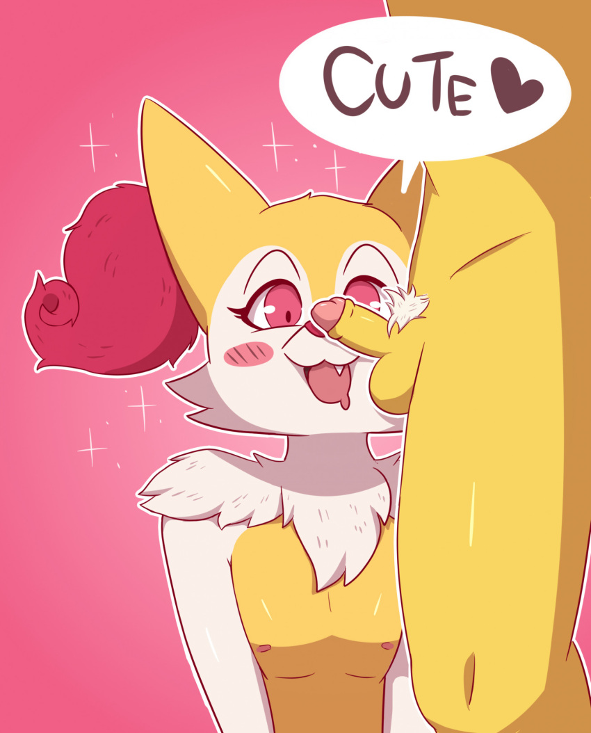 &lt;3 2023 anthro balls big_ears biped blush blush_lines bodily_fluids braixen canid cheek_tuft cute_fangs deadrena dialogue drooling duo english_text erection eyebrows eyelashes facial_tuft foreskin fur generation_1_pokemon generation_6_pokemon genitals glans hair head_tuft hi_res humanoid_genitalia humanoid_penis hypno_(pokemon) inner_ear_fluff male male/male mammal neck_tuft nintendo nipples nude open_mouth penis penny_(deadrena) pink_background pokemon pokemon_(species) prick_ears pubes red_body red_eyes red_fur red_nose romantic romantic_couple rubi_(deadrena) saliva simple_background small_penis sparkles speech_bubble standing text tuft white_body white_fur white_hair yellow_body yellow_fur yellow_skin