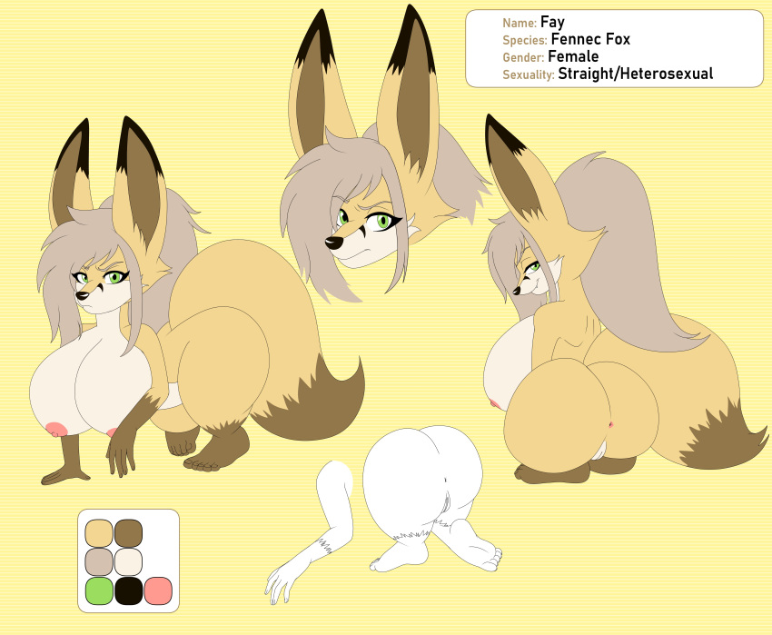 absurd_res anus big_ears big_tail breasts busty_feral butt canid canine expressions fan_character fay_(fennythefox) feet female fennec feral fluffy fluffy_tail fox genitals hi_res mammal model_sheet moody nipples pussy semi-anthro smile smirk solo tail the_chaos_creatures