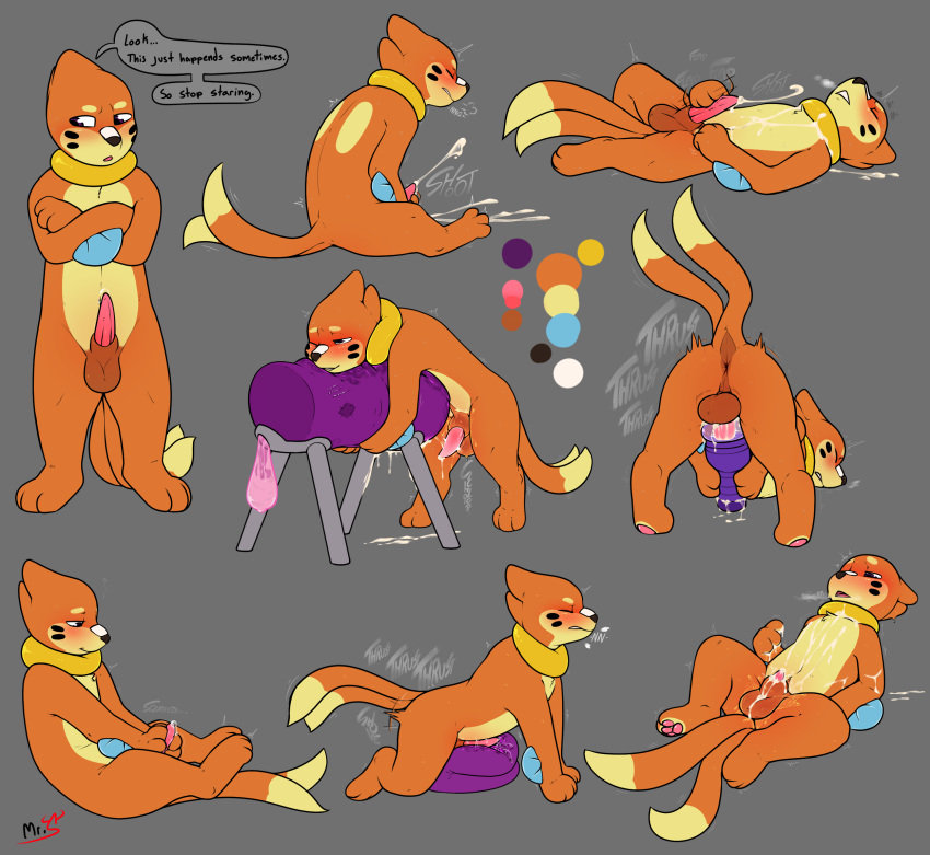 anthro blush bodily_fluids breeding_mount buizel cum ejaculation generation_4_pokemon genital_fluids grinding hi_res kai_(mr.smile) male masturbation mr.smile nintendo penetrable_sex_toy pillow pillow_humping pokemon pokemon_(species) precum sex_toy solo