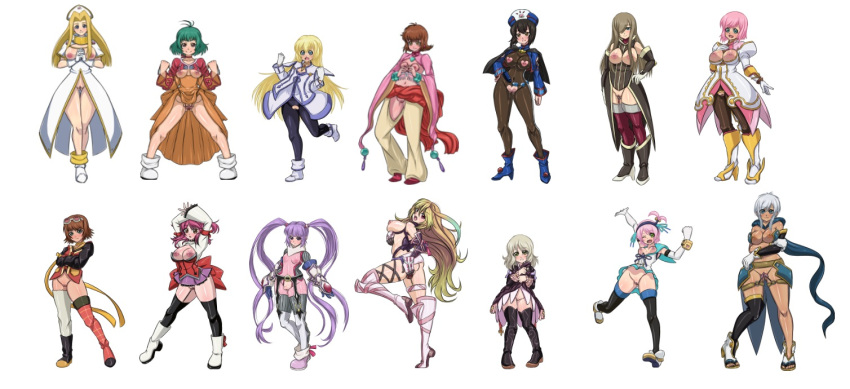 annie_barrs black_hair blonde_hair bottomless breasts breasts_out brown_hair cheria_barnes chloe_valens colette_brunel elize_lutus estellise_sidos_heurassein farah_oersted fuwa_fuwa_pinkchan green_hair kanonno_earhart large_breasts looking_at_viewer milla_maxwell mint_adenade multiple_girls no_panties pink.s pink_hair purple_hair pussy revealing_clothes rita_mordio rondoline_e_effenberg sophie_(tales) tales_of_(series) tales_of_eternia tales_of_graces tales_of_legendia tales_of_phantasia tales_of_rebirth tales_of_symphonia tales_of_the_abyss tales_of_the_world tales_of_the_world_radiant_mythology_2 tales_of_vesperia tales_of_xillia tear_grants thighhighs topless upskirt white_hair
