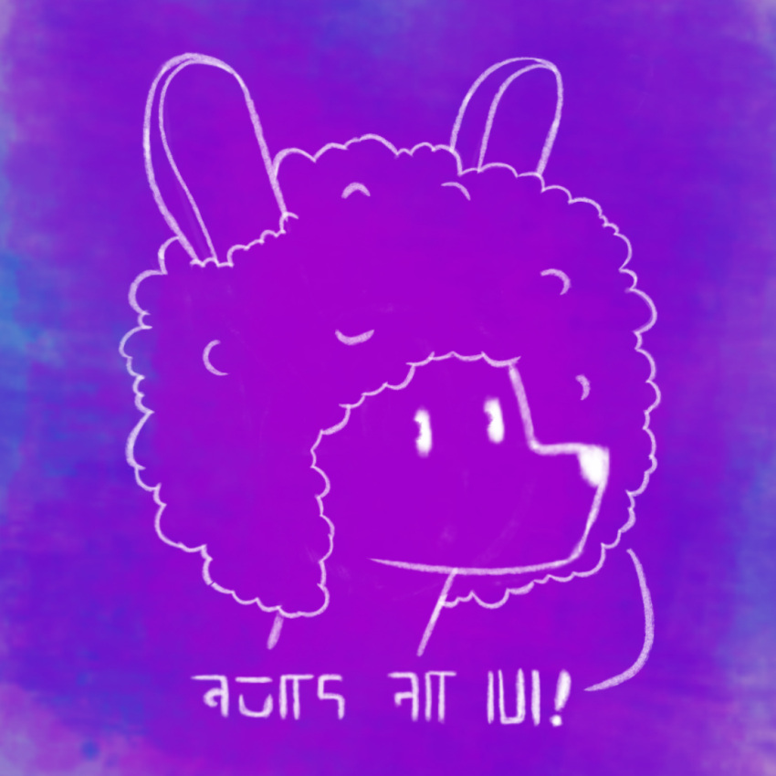 abstract_background afro ambiguous_gender anthro ears_up exclamation_point hapromeen headshot_portrait icon kangaroo macropod mammal marsupial minimalist portrait purple_background simple_background solo text unknown_language white_line_art