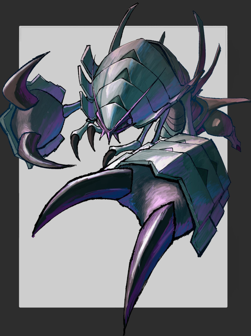 animal_focus border bug claws commentary_request from_above full_body futena_goze golisopod grey_background highres no_humans pokemon pokemon_(creature) solo spikes