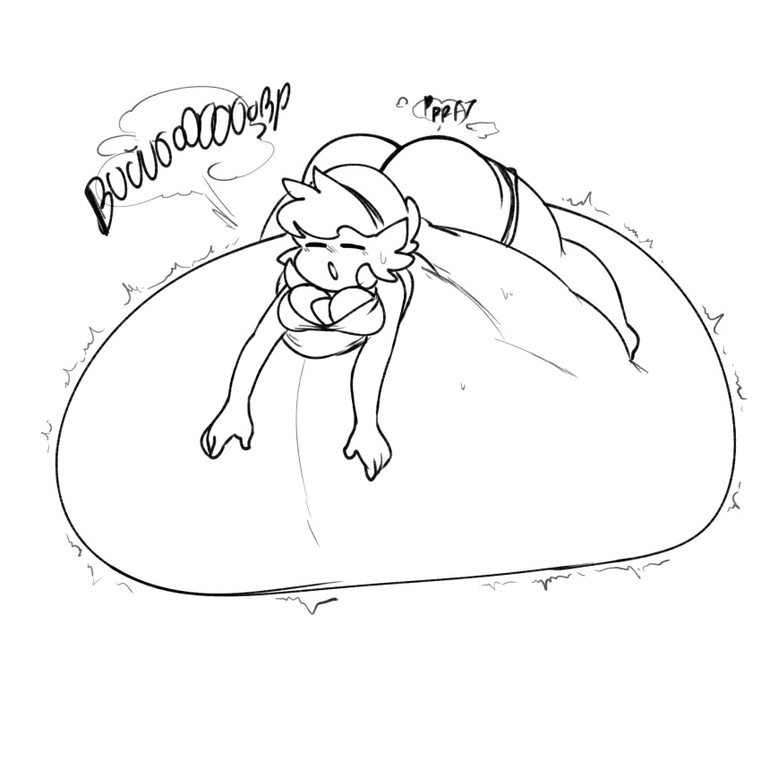 belly big_belly big_butt breasts burping butt cleavage clothed clothing eyes_closed female gardevoir generation_3_pokemon hair hi_res humanoid hyper hyper_belly inflation monochrome motion_lines nintendo open_mouth pokemon pokemon_(species) simple_background sinfullapis solo thick_thighs