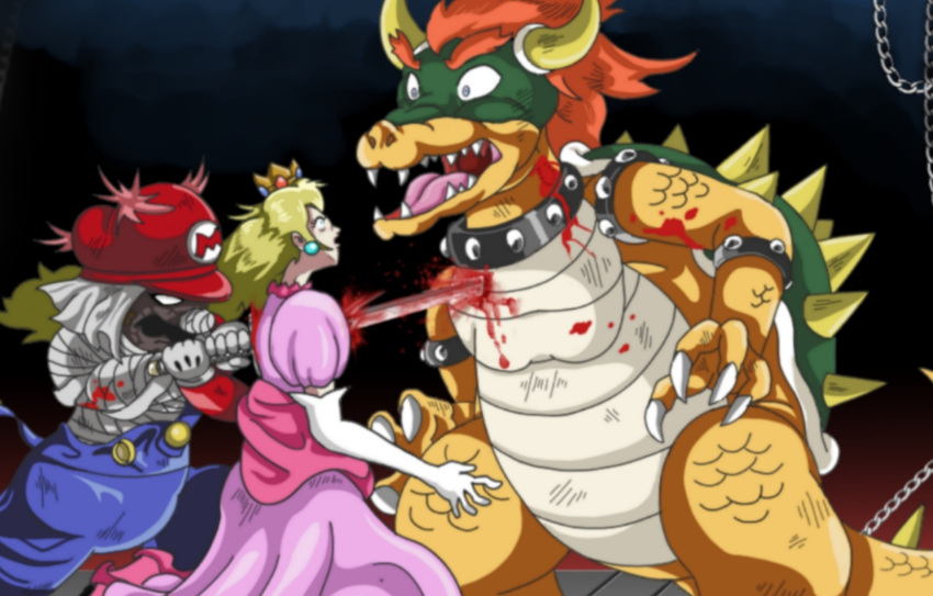 bowser death highres mario mario_(series) murder non-web_source princess_peach revenge sword weapon