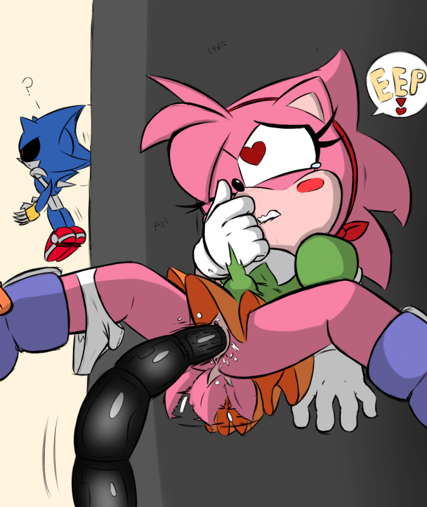 &lt;3 &lt;3_eyes anthro blush classic_amy_rose classic_sonic_(universe) clothed clothing clothing_around_one_leg duo english_text eulipotyphlan female hedgehog hi_res jupiterorange machine mammal metal_sonic one_eye_closed panties panties_around_one_leg panties_down partially_clothed robot sega sex solo_focus sonic_the_hedgehog_(series) source_request tentacle_sex tentacles text underwear underwear_around_one_leg underwear_down vaginal