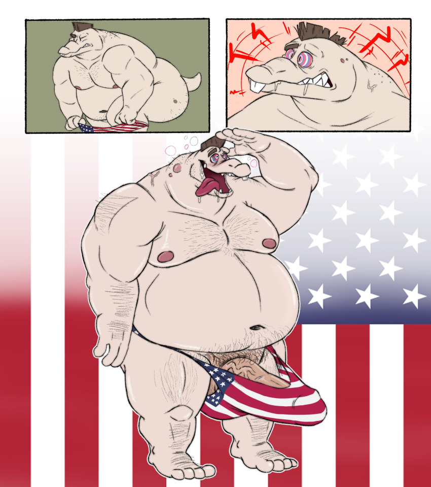 american_flag_bikini animal_humanoid anthro belly big_penis bikini_thong body_hair bulge butt_hair cetacean cetacean_humanoid chest_hair chubby_anthro clothed clothing dolphin dolphin_humanoid erection erection_under_clothing genitals glenn_dolphman gnarlybastard hi_res humanoid hypnosis hypnotized_prey inside_job male mammal marine marine_humanoid mind_control moobs mutated netflix overweight penis pubes solo stars_and_stripes swimwear tongue tongue_out toothed_whale united_states_of_america