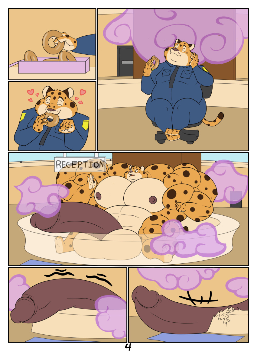 abs animated anthro balls balls_expansion benjamin_clawhauser big_balls big_muscles big_penis body_size_growth brown_body brown_fur bulge cheetah clothing dessert disney doughnut expansion felid feline food fur genital_expansion genitals growth hi_res huge_balls huge_muscles huge_pecs huge_penis hyper hyper_balls hyper_genitalia hyper_muscles hyper_penis male mammal multicolored_body multicolored_fur muscle_growth musclegut muscular muscular_anthro muscular_arms muscular_legs muscular_male muscular_thighs nipples penis penis_expansion pink_nipples police_uniform proxol_(artist) size_transformation solo spots spotted_body spotted_fur tight_clothing torn_clothing transformation uniform yellow_body yellow_fur zootopia