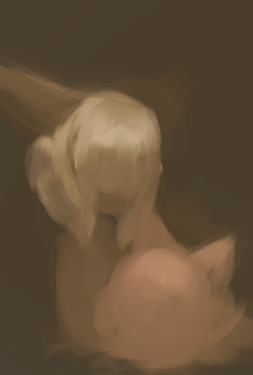 anthro bangs brown_body brown_fur clothed clothing duo faceless female fur hair hasukii hi_res made_in_abyss mitty nanachi narehate pink_body pink_fur prick_ears short_hair topless white_hair