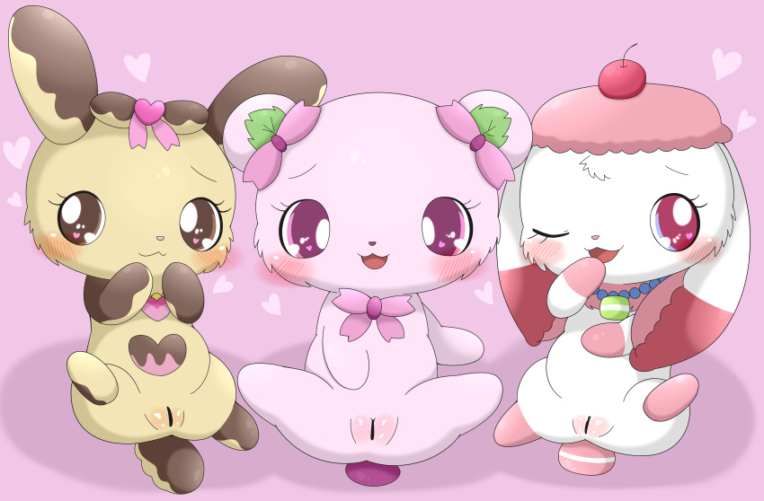 &lt;3 2023 absurd_res anthro azuo bear better_version_at_paywall bow_accessory bow_ribbon brown_eyes censor_bar censored domestic_rabbit eclair_(sweetspet) female fur genitals group hi_res jewelpet jewelry lagomorph leporid lop_rabbit lying macaronia mammal mochi_(jewelpet) necklace on_back oryctolagus pink_background pink_body pink_bow pink_eyes pink_fur plump_labia presenting presenting_pussy pussy rabbit sanrio simple_background spread_legs spreading sweetspet take_your_pick tan_body tan_fur trio white_body white_fur