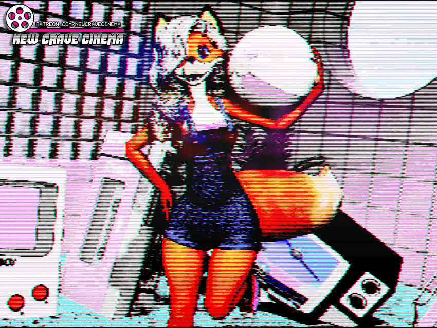 canid canine clothing female fox game_boy game_boy_family hi_res mammal nintendo overalls retro smile tape_player