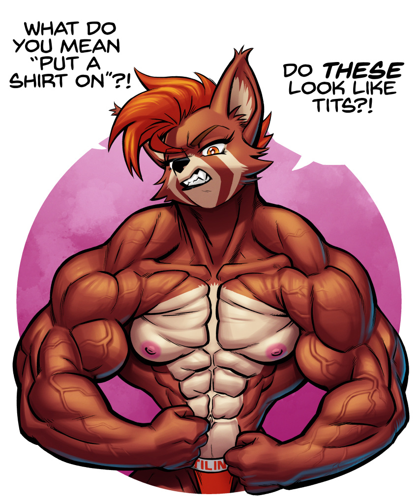 absurd_res anthro biceps breasts erect_nipples exercise female flexing_pecs hi_res mammal maxi_(demondawgy96) muscular muscular_female navel nipples pecs procyonid raccoon small_breasts solo tilingart vein weightlifting workout