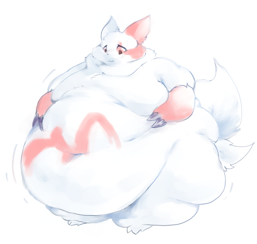 ambiguous_gender anthro belly belly_grab belly_jiggle belly_overhang belly_rolls big_belly chubby_cheeks fat_rolls generation_3_pokemon hi_res huge_thighs jiggling looking_at_self love_handles moobs morbidly_obese morbidly_obese_ambiguous morbidly_obese_anthro navel nintendo obese obese_ambiguous obese_anthro overweight overweight_ambiguous overweight_anthro pokemon pokemon_(species) solo thick_thighs veiukket weight_gain zangoose