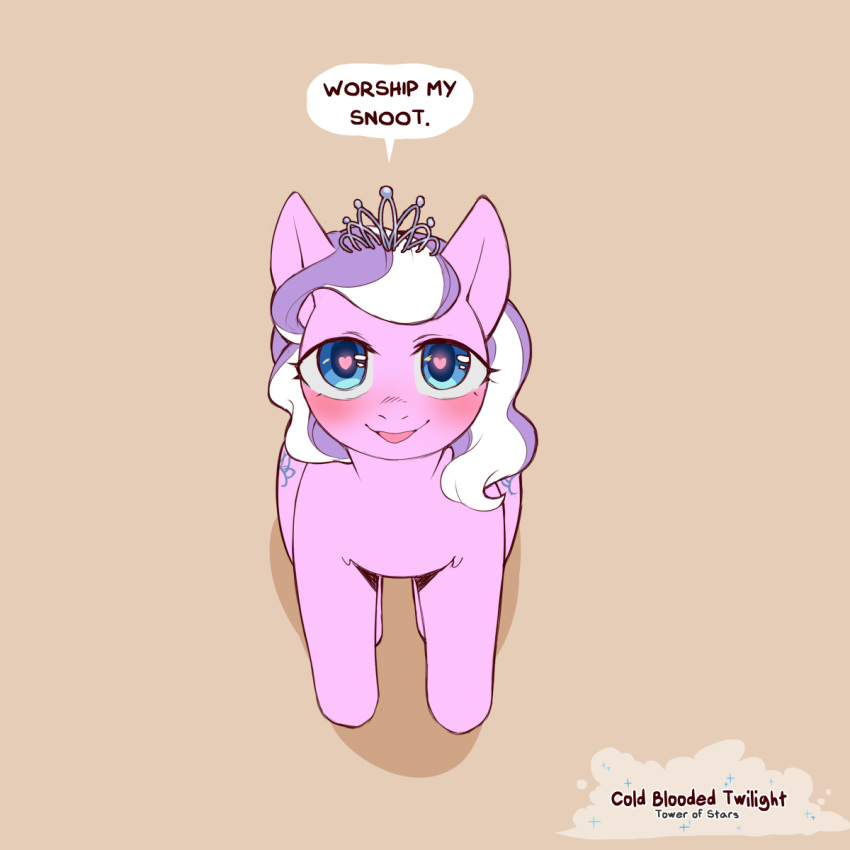 &lt;3 &lt;3_eyes 1:1 artist_name blue_eyes blush cold-blooded-twilight crown dialogue diamond_tiara_(mlp) earth_pony english_text equid equine eyelashes female feral friendship_is_magic hair hasbro headgear hi_res hooves horse looking_at_viewer mammal multicolored_hair my_little_pony open_mouth pink_body pony purple_hair quadruped simple_background solo tan_background text tiara two_tone_hair white_hair young