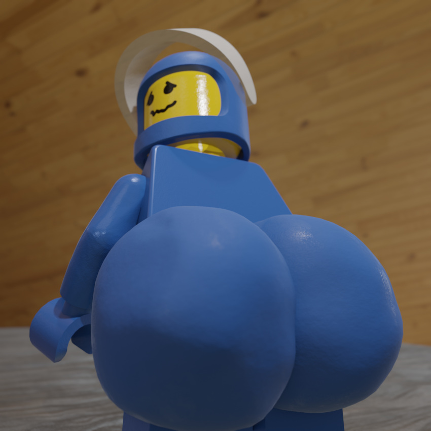 benny_(the_lego_movie) big_butt blender_eevee butt clay embarrassed hi_res huge_butt humanoid hyper hyper_butt lego_minifigure male on_model onyxsplash realistic shy solo spacesuit what why