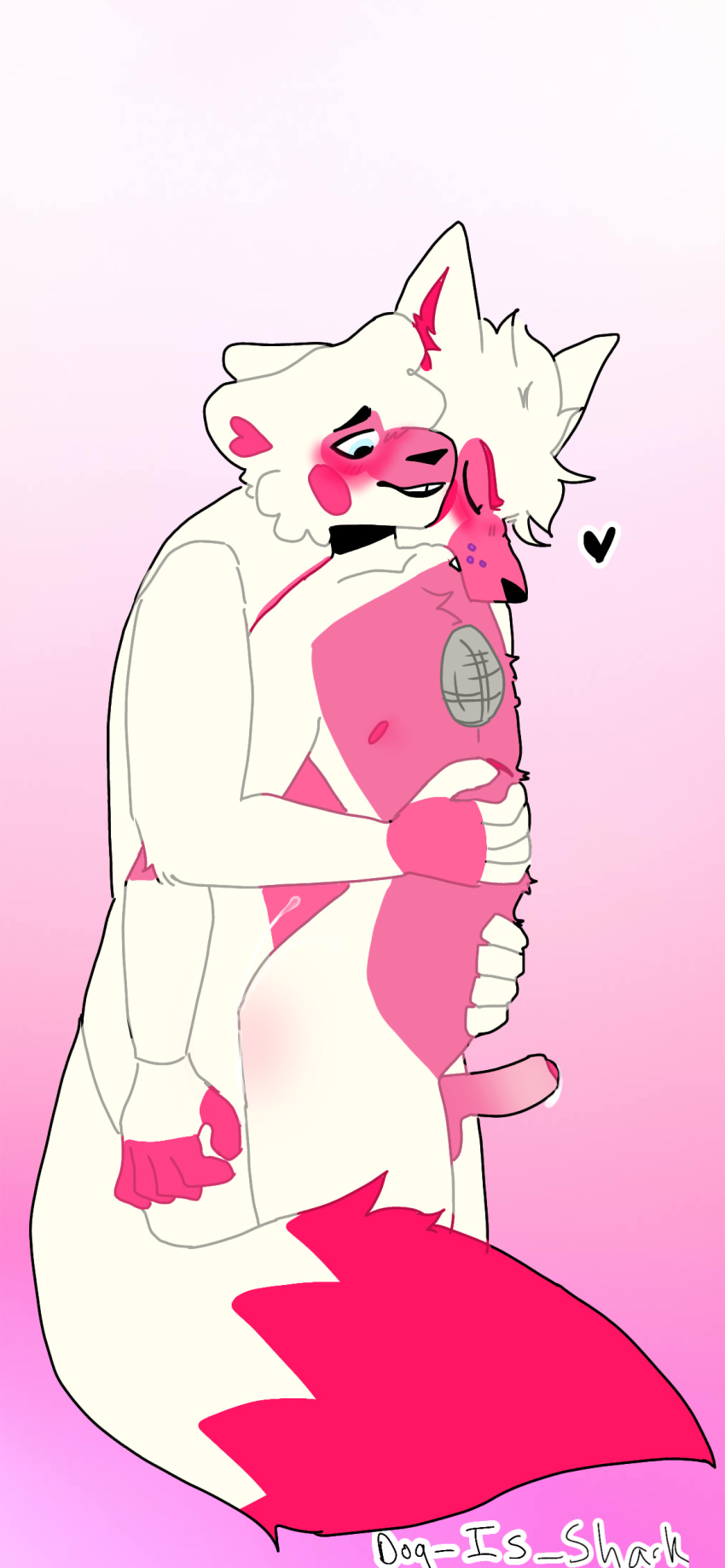 absurd_res anthro bear bite canid canine dogisshark duo five_nights_at_freddy's fox funtime_foxy_(fnaf) funtime_foxy_(fnafsl) funtime_freddy_(fnafsl) girly hi_res male male/male mammal scottgames sex shoulder_bite sister_location