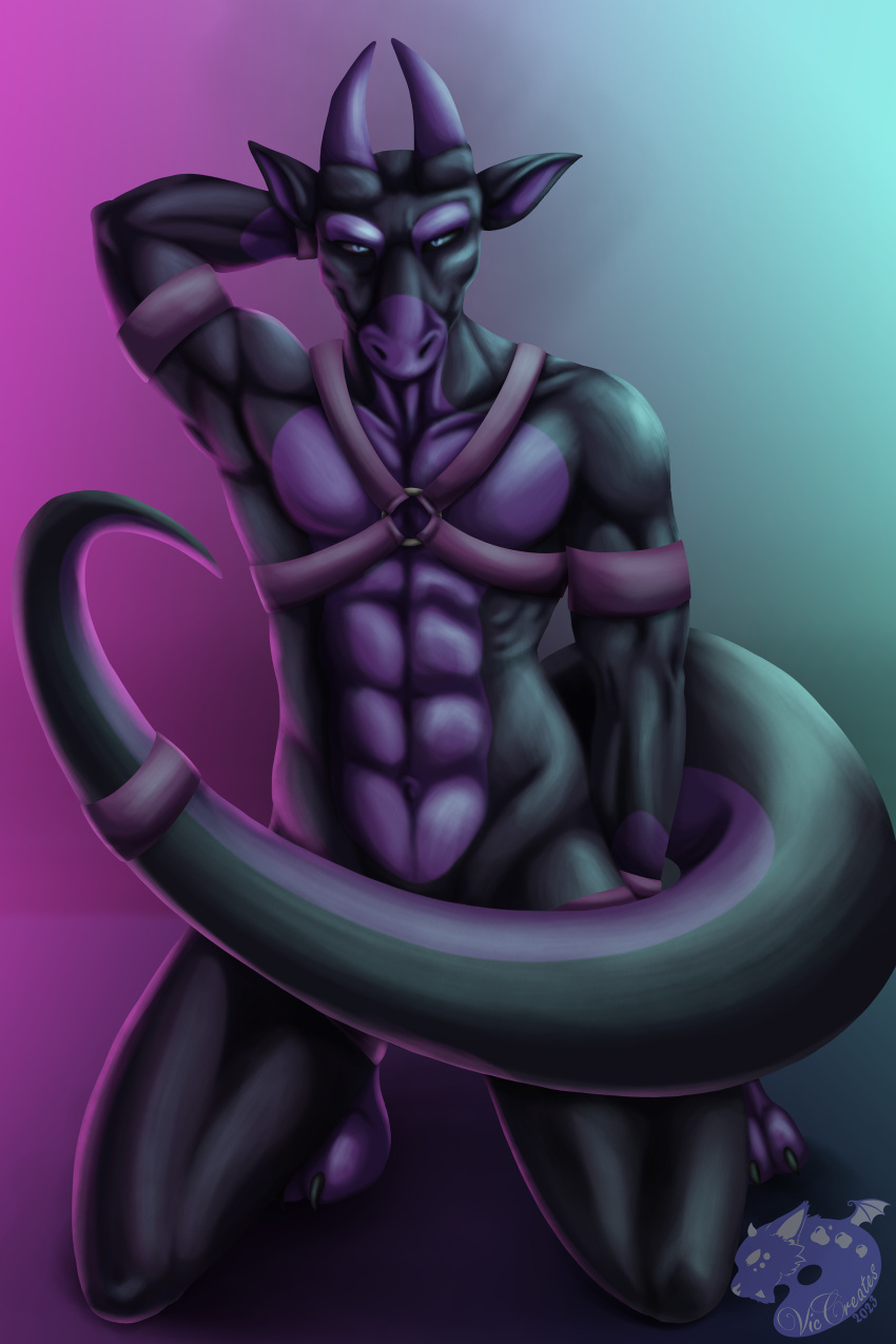 0r0ch1 2:3 absurd_res black dragon gray hi_res invalid_tag male muscular newlyn pinup pose purple
