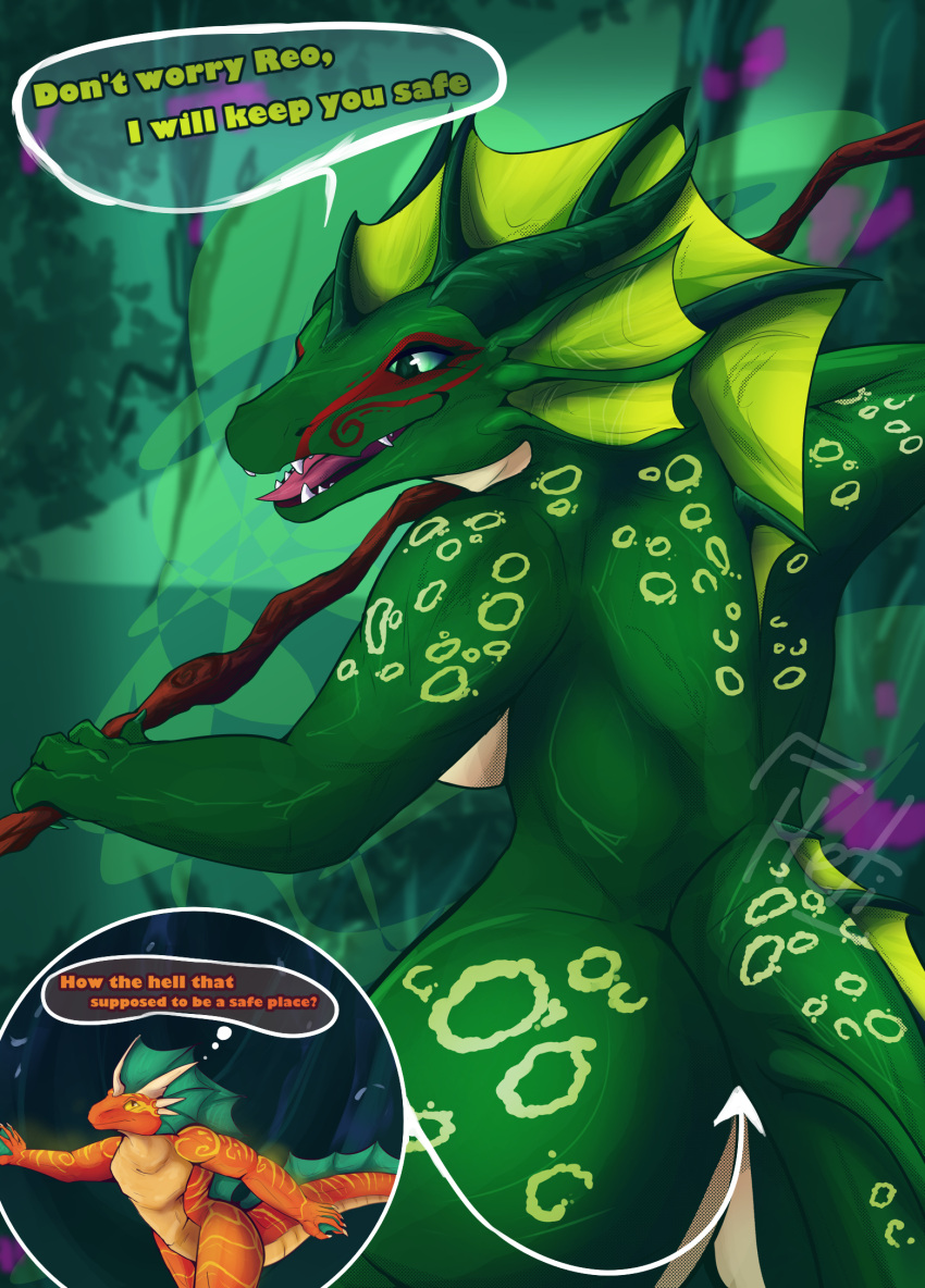 after_vore anal anal_vore anthro aquatic_dragon arrow_sign back blue_eyes breasts butt dragheti dragon female flower forest forest_background forest_dragon frill_(anatomy) genitals guts hi_res horn internal intestines jungle magic_user marine markings micro micro_male nature nature_background open_mouth organs penis plant reo_(dragheti) shrunken solo speech_bubble spots spotted_body thought_bubble tree valynia_(xander45) vore witch wooden_shaft